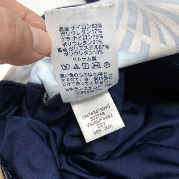 Lands End Womens 20W Tankini Swim Top Blue Floral Bandeau Padded Built-In-Bra - Picture 7 of 10